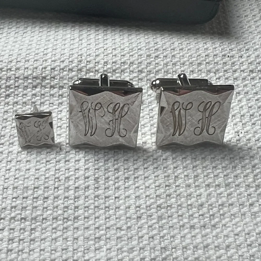 Anson “WH” Engraved Cuff Links and Tie Tack